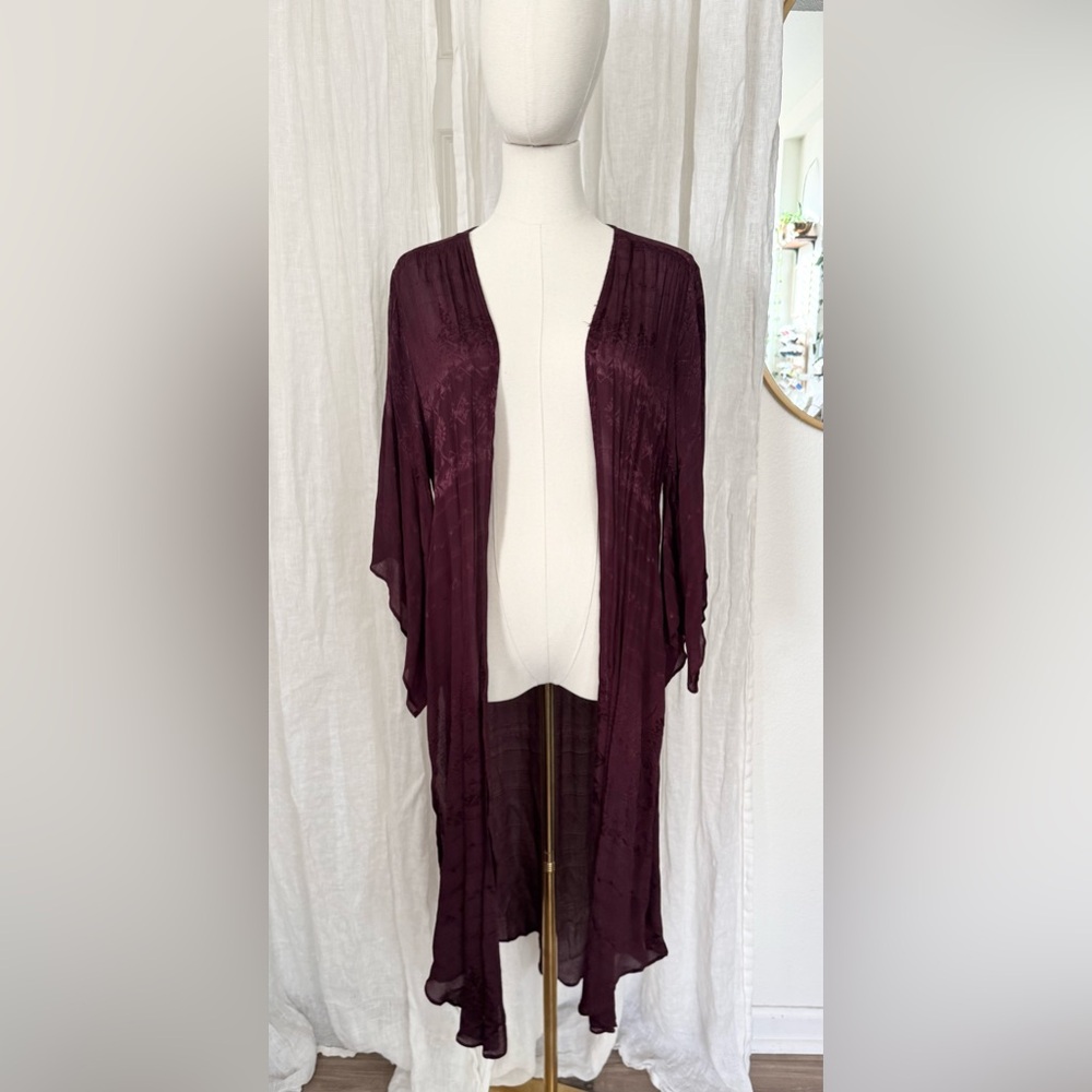 Elegant Burgundy Women's Kimono Coverup